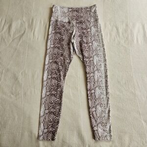 Lysse Brown Snakeskin Python Animal Print High Waisted Leggings Women M